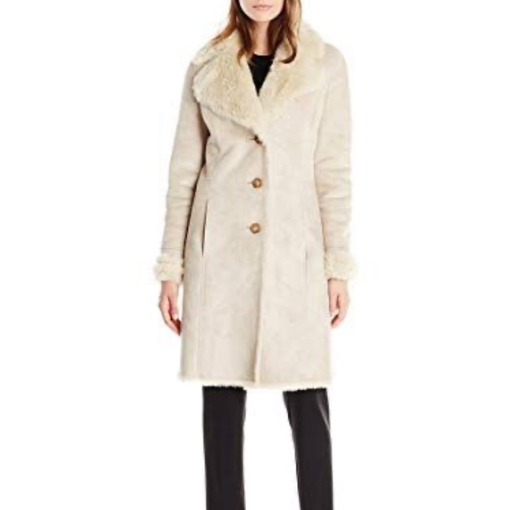 Tommy Hilfiger Long Sherpa Coat with Faux Fur